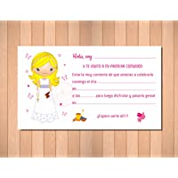 Invitaciones de Primera Comunión Niña Rubia - Muy Bonitas - Para que Sus Amiguitos ¡Alucinen! (12 unidades)